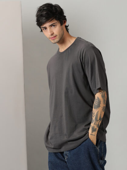 Oversized Half Sleeves Essentials Gray Tshirt In India by Silly Punter